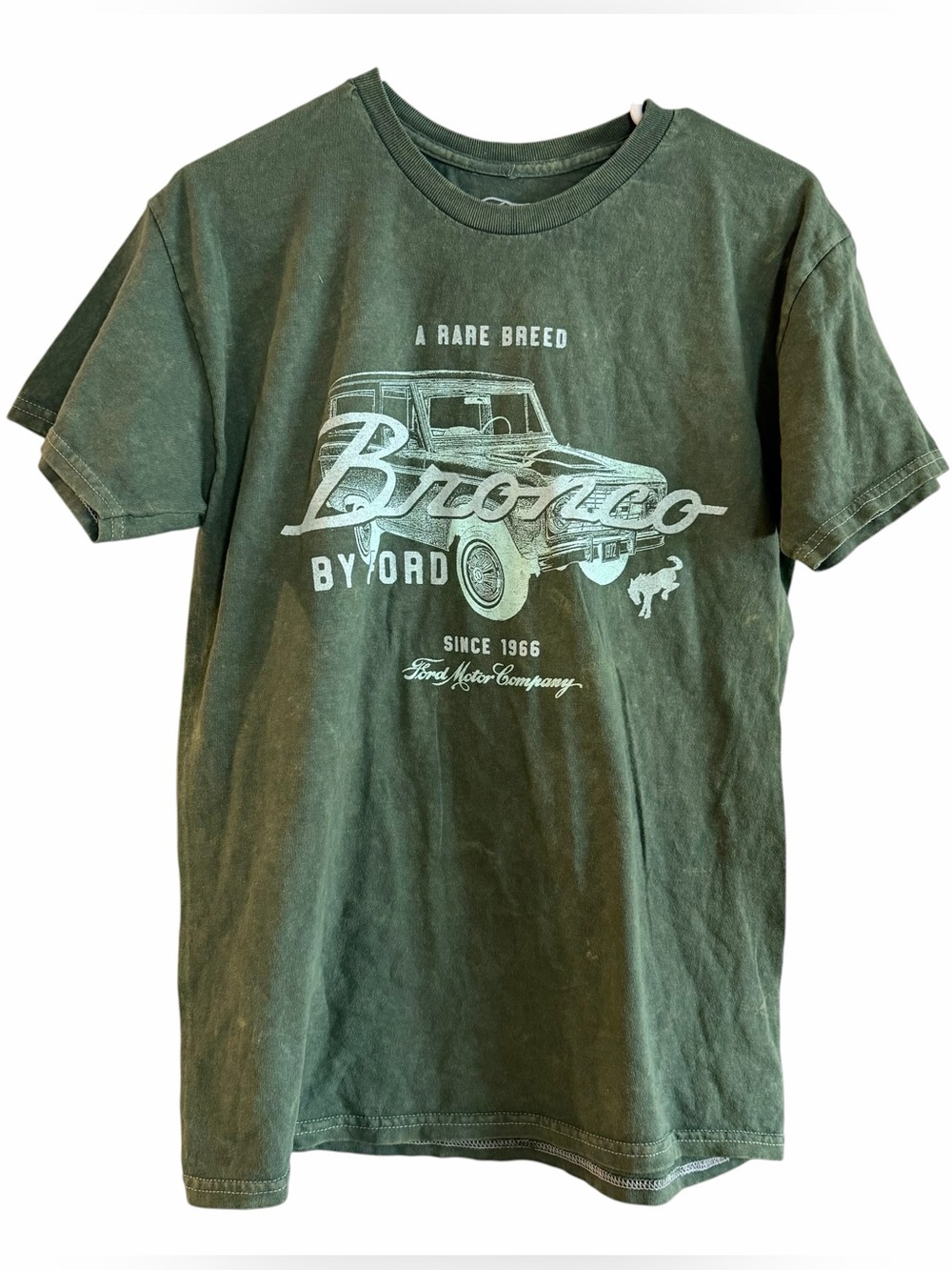 Ford Bronco Green American Retro Car Lover Summer Cotton Graphic Tee Size Large
